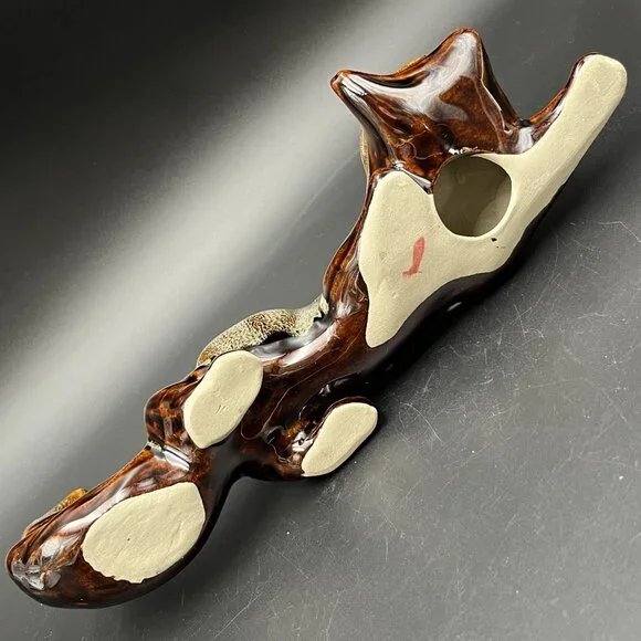 Vintage Art Pottery Fox Figurine Brown Drip Glaze Handcrafted Ceramic Sculpture - Picture 11 of 12